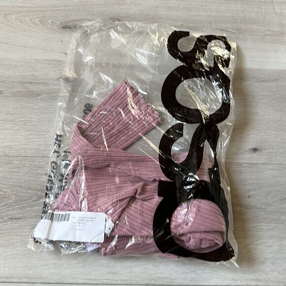 Topshop frill edge ribbed pointelle top‎ in pink mauve Sz 4-6 NWT IN PACKAGING - Picture 5 of 7